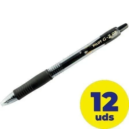 Pilot Bolígrafo de Tinta Gel G-2 Negro Retráctil (Set de 12)